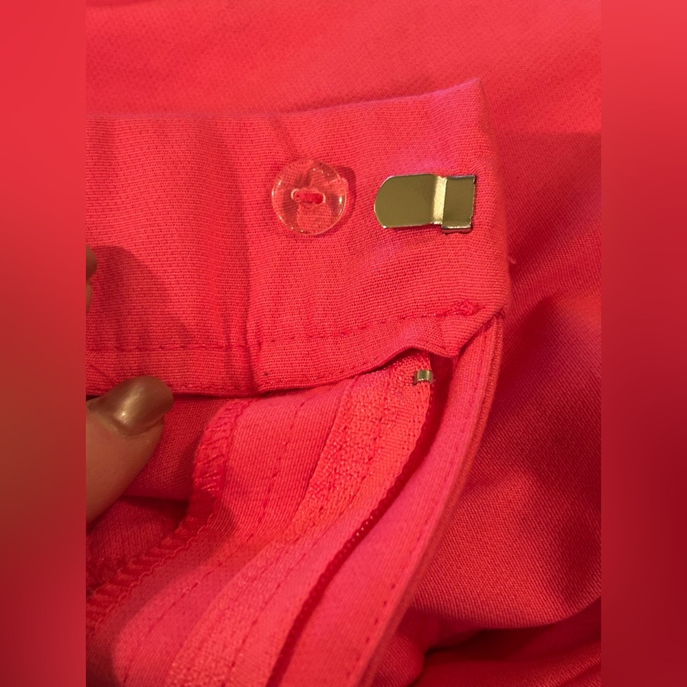 Zara Cropped Neon Coral High Waist Flare Pants Raw Hem Size S NWOT - Picture 5 of 8